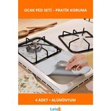 Letsii Kullanışlı Alüminyum Ocak Koruyucu Ped Seti 4 Adet - Çok Renkli - Standart