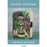 Letsii Kurukafa Deri Defter Kılıç ve Keltik Sembollerli El Yapımı Defter - Çok Renkli - Defter & Ajanda
