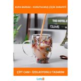 Letsii Kurutulmuş Çiçekli Çift Camlı Kupa Bardak 250 Ml