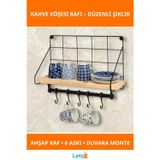 Letsii Metal Askılıklı Kahve Köşesi Rafı Ahşap ve Metal Şıklığında