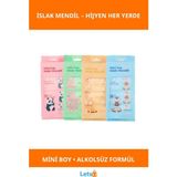 Letsii Mini Cep Islak Mendili Hayvan Desenli 8'li Paket - Çok Renkli