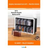 Letsii Modern Şeffaf 12'li Standlı Kaşıklı Baharatlık Seti - Çok Renkli