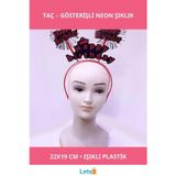 Letsii Neon Kırmızı Işıklı Doğum Günü Tacı 22x19cm