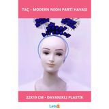 Letsii Neon Mavi Happy Birthday Doğum Günü Tacı 22x19 cm