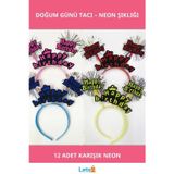 Letsii Neon Renk Doğum Günü Tacı 12 Adet Parti Taç