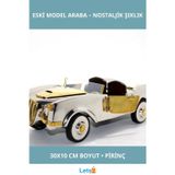 Letsii Nostaljik Pirinç Eski Model Araba 30x10 cm Dekoratif Obje