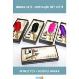 Letsii Nostaljik Renkli Tüy Divit Hokka Seti - Çok Renkli - Hokka Kalem Seti
