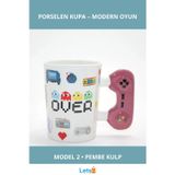 Letsii Oyun Temalı Pembe Kulp Porselen Kupa Bardak