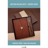 Letsii Özel Kutulu Termo Deri Defter ve Metal Roller Kalem Seti - Çok Renkli - Defter & Ajanda