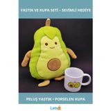 Letsii Peluş Avokado Yastık ve Porselen Kupa Takımı