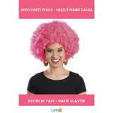Letsii Pembe Kıvırcık Afro Parti Peruğu Eğlenceli ve Dikkat Çekici