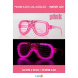Letsii Pembe LED Işıklı Neon Parti Gözlüğü 3 Modlu