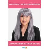 Letsii Platin Gri Gümüş Uzun Parti Peruğu Yüksek Kalite Sentetik