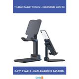 Letsii Portatif Masaüstü Ayarlanabilir Telefon Tablet Tutucu - Siyah