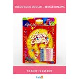Letsii Rengarenk Happy Birthday Doğum Günü Mumları 12 Adet