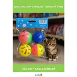Letsii Renkli Çıngıraklı Top Kedi Oyuncağı 4 Adet