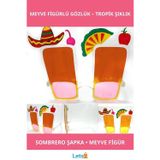 Letsii Renkli Sombrero Hawaii Partisi Meyve Figürlü Gözlük