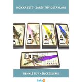 Letsii Renkli Tüy Işlemeli Divit Hokka Kalem Seti - Çok Renkli
