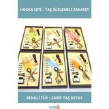 Letsii Renkli Tüy ve Taş Detaylı Divit Hokka Seti - Çok Renkli - Hokka Kalem Seti