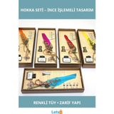 Letsii Renkli Tüyli Zarif Divit Hokka Yazı Seti - Çok Renkli - Hokka Kalem Seti
