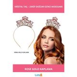 Letsii Rose Gold Kaplama Kristal Taç Doğum Günü Prensesi