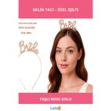 Letsii Rose Gold Renkli Taşlı Bride Gelin Tacı