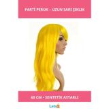 Letsii Sarı Renk Sentetik Uzun Parti Peruğu 60 cm