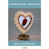 Letsii Şarjlı LED Işıklı Modern Kalpli Fotoğraf Çerçevesi