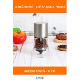Letsii Şeffaf Akrilik El Değirmeni 12 cm Ergonomik Baharat Öğütücü