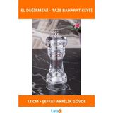 Letsii Şeffaf Akrilik El Değirmeni 13 cm Modern ve Fonksiyonel Baharat Değirmeni