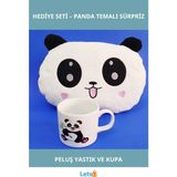 Letsii Sevimli Panda Yastık ve Kupa Bardak Seti - Renkli - 1 Adet