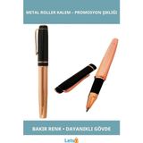 Letsii Şık Bakır Renk Metal Roller Kalem 17 cm Uzunluk - Çok Renkli - Tükenmez Kalem