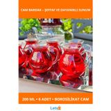 Letsii Şık Dayanıklı 200 ml Borosilikat Cam Bardak 6 Adet