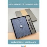 Letsii Şık Tasarımlı Kişiye Özel Mıknatıslı Defter Kalem Seti Lacivert Renk - Çok Renkli - Defter & Ajanda