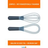 Letsii Silikon Saplı 2 İşlevli Çırpıcı (Balon ve Düz) Mutfak Aletleri