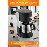 Letsii Sinbo 2'si 1 Arada Filtre Kahve ve Çay Demleme Makinesi 1.2 Litre 12 Fincan Kapasiteli - Siyah