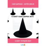 Letsii Siyah Cadı Şapkası Keçe Yetişkin 6 Adet