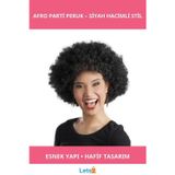 Letsii Siyah Kıvırcık Afro Bonus Parti Peruğu Eğlenceli Tasarım