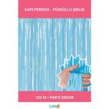Letsii Soft Mavi Püsküllü Kapı Perdesi 1x2 m Parti Süsü