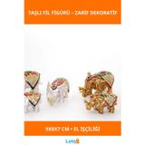Letsii Swarovski Taşlı Altın Kaplama 3'lü Fil Figürü Dekoratif Biblo