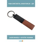Letsii Taba Renk Deri Metal Anahtarlık Şık ve Dayanıklı Tasarım