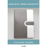 Letsii Tarihsiz Ajanda Defter Beyaz Gri 21X14.5 cm Termo Deri A5 - Çok Renkli - Defter & Ajanda