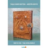 Letsii Taşlı Deri Defter Mistik Tasarım 18X13 cm - Çok Renkli - Defter & Ajanda