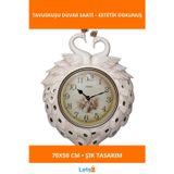 Letsii Tavuskuşu Tasarımlı Şık Duvar Saati 70x50 cm