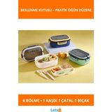 Letsii Tek Katlı 2x3 Bölmeli Gıda Güvenli Plastik Beslenme Kutusu - Bebek Bakım Ürünleri