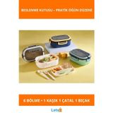 Letsii Tek Katlı 2x3 Bölmeli Gıda Güvenli Plastik Beslenme Kutusu