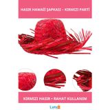Letsii Tropikal Parti Kırmızı Hasır Hawaii Şapkası