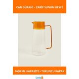 Letsii Turuncu Detaylı Şık Cam Sürahi 1600 ml - Çok Renkli