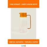 Letsii Turuncu Detaylı Şık Cam Sürahi 1600 ml