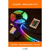 Letsii USB Bağlantılı Kumandalı 5m RGB 54 LED Aydınlatma Şeridi